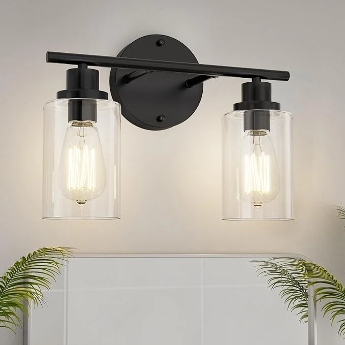 Solid GORDNWE Modern Vanity Light - 2 Lights Matte Black E26 Bulb Base Over Mirror Farmhouse StyleAbout ThisOverview Expertly Made