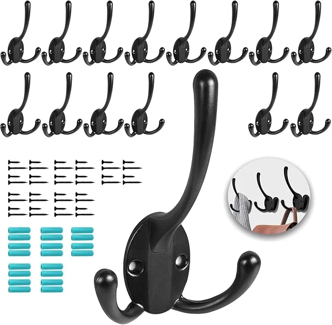 Long-Lasting Wall Mounted Coat Hooks 5 Pack Heavy Duty Black Hardware Robe Hooks Decorative for Single Hanging Coats Towel Cubicle Classroom Kitchen Bath Backpack Hat HookAbout ThisOverview World-Class
