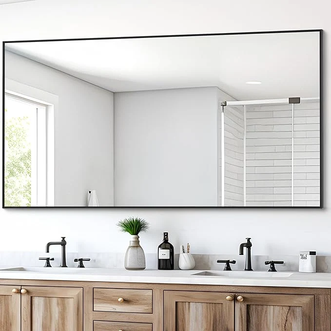 Crafted Black Bathroom Mirror for Wall 30x55 Inch Rectangle Mirrors with Metal Frame Modern Vanity Wall Mirror Decor for Entryway Hangs Bathroom Living Room Horizontal or VerticalAbout ThisOverview Detailed