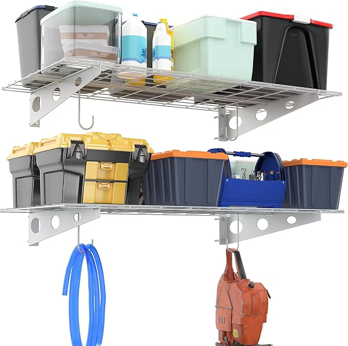 Smooth Ultrawall Garage Wall Shelves 2 x 4 ft Wall Mounted Storage Shelves Heavy Duty Wall Shelving with Hooks Holds Up to 220 Lbs 2Pack WhiteAbout ThisOverview Reliable