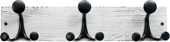 Optimized SKOLOO 17-Inch Wood Coat Rack Wall Mount with 3 Triple Hooks - I for Family Entrances Classrooms and Pet Supplies Storage - Coat Hooks for Wall Distressed White WashAbout ThisOverview Healthy