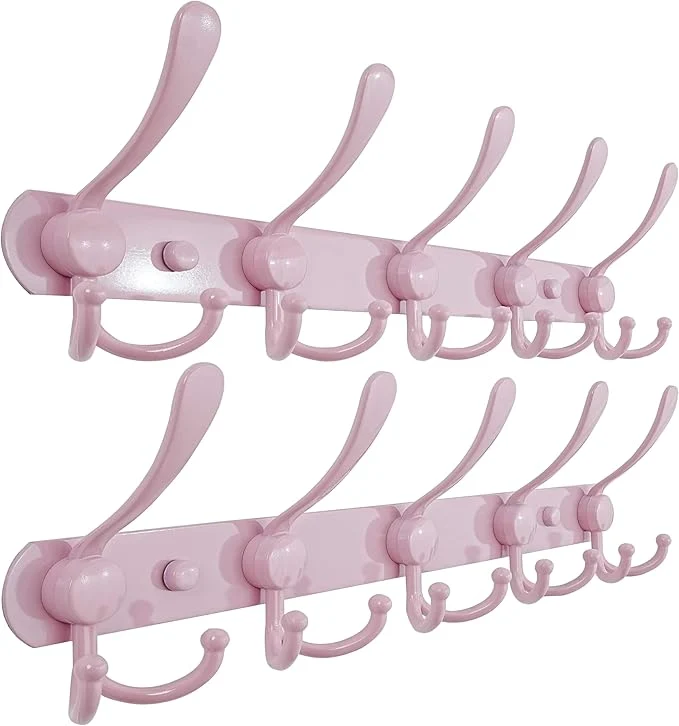 Carefully Designed Dseap Coat Rack Wall Mounted - 5 Tri Hooks Heavy Duty Stainless Steel Metal Coat Hook Rail for Coat Hat Towel Purse Robes Mudroom Bathroom Entryway Pink Pack of 2 About ThisOverview Original