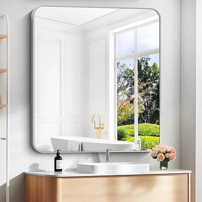 Eco-Friendly 40 x 36 Bathroom Mirror Silver Wall Mirror with Metal Frame Decorative Rectangular Vanity Mirror for Bedroom Bathroom Living Room Entryway Horizontal Vertical About ThisOverview Selected