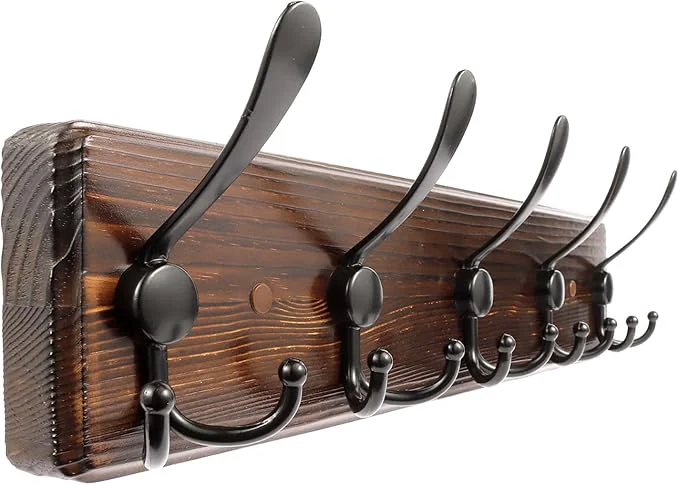 Fine Crafted Coat Rack Wall Mount 16.8'' Rustic Hat Rack with 5 Triple Hooks Coat Hooks Wall Mount Farmhouse Wall Hooks for Hanging Coat Bags TowelsAbout ThisOverview Exceptional