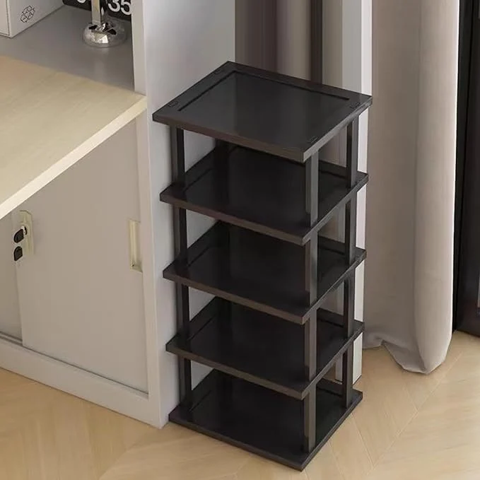 Versatile Vertical Shoe Rack - Tall Narrow Shoe Rack Organizer for Small Spaces 5 Tier Bamboo Shoen Shelf for Entryway Closet Corner Doorway Skinny Shoe Shelf Space Saving Shoe Storage Stackable DIYAbout ThisOverview Next-Generation