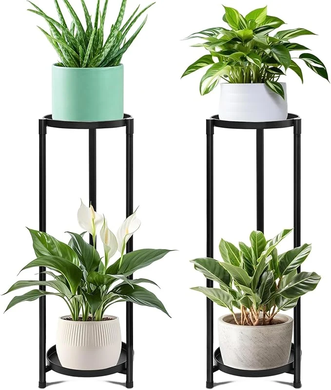 Innovative 2 Tier Plant Stand Indoor Black Corner Tiered Tall Plant Stand for Outdoor Multiple Plants Metal Flower Pot Stands Holders Plant Display Shelf for Balcony Living Room Garden Patio 2Pcs About ThisOverview Elegant