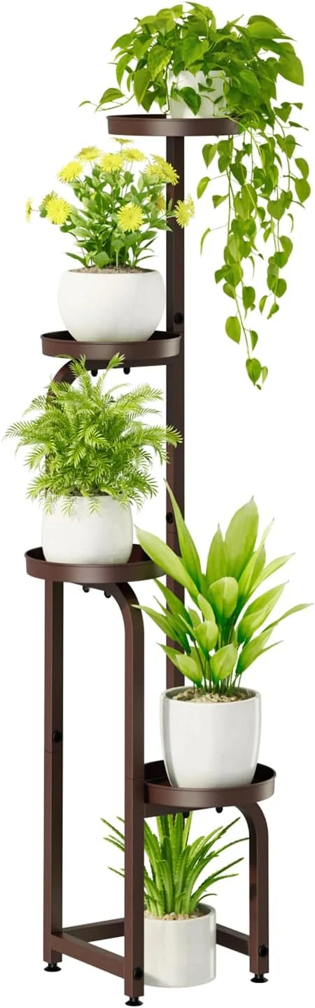 Elegant Bamworld Corner Plant Stand Indoor Outdoor Tall Metal Flower Pot Stands for Multiple Plants 4 Tier Brown Heavy Duty Plant Shelf for Patio Garden Balcony Living Room Bedroom Patent Design About ThisOverview Fine