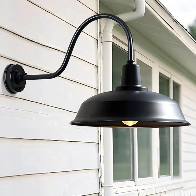 User-Friendly 18 Inch Gooseneck Barn Light Outdoor Large Matte Black Industrial Farmhouse Wall Light for Garage and Patio ETL Listed Weather-Resistant E26 BaseAbout ThisOverview World-Class