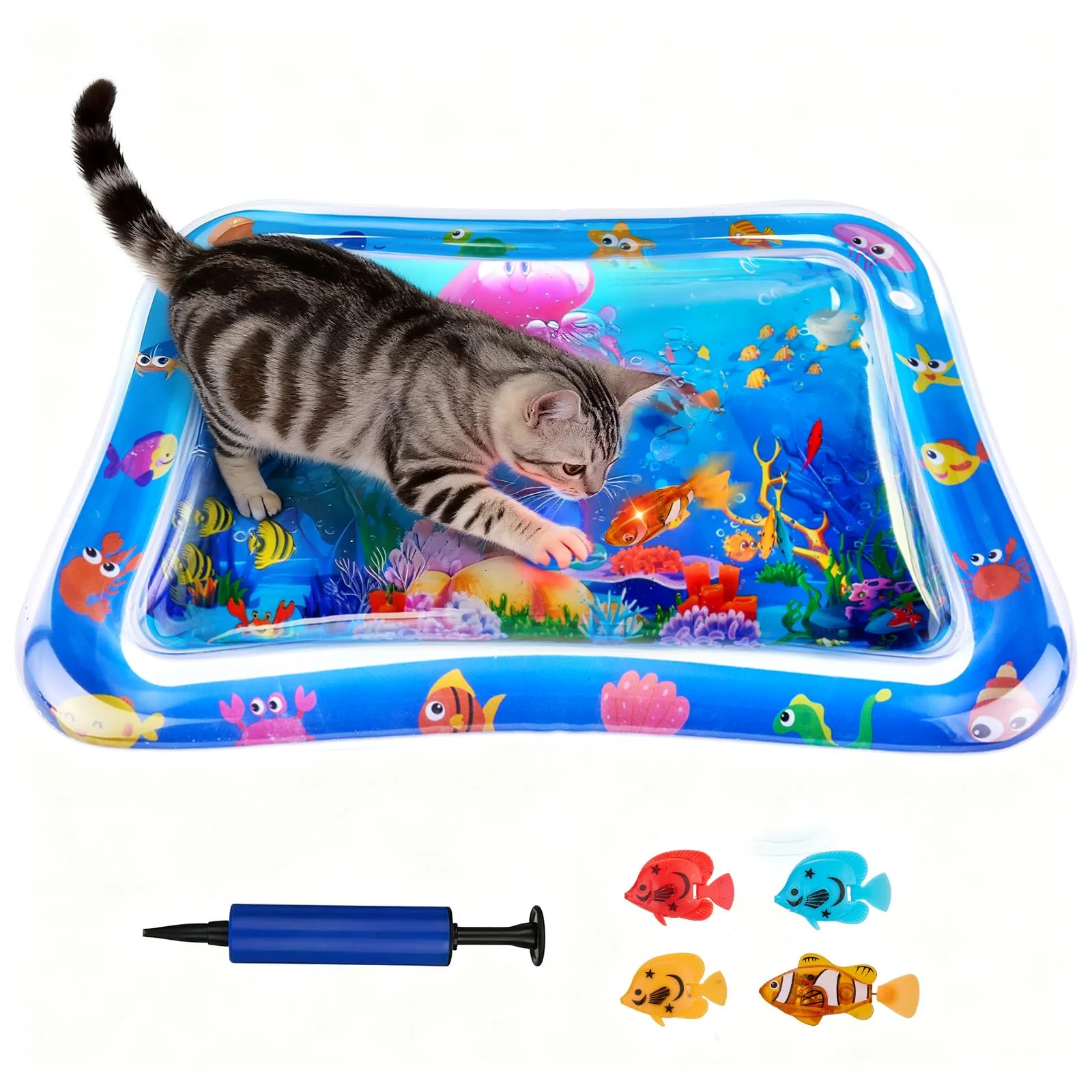 Consistent Goopreen Cat Water Mat - Upgraded 1.5mm Thick Cooling Water Bed with Glowing Fish Superior