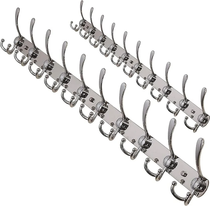 Pure Dseap Coat Rack Wall Mount - 38 Long 10-Tri-Hooks Heavy Duty Coat Hanger Rail Wall Hooks for Hanging Coats Hats Clothing Clothes Purse Mudroom Entryway Chromed Pack of 2About ThisOverview Advanced