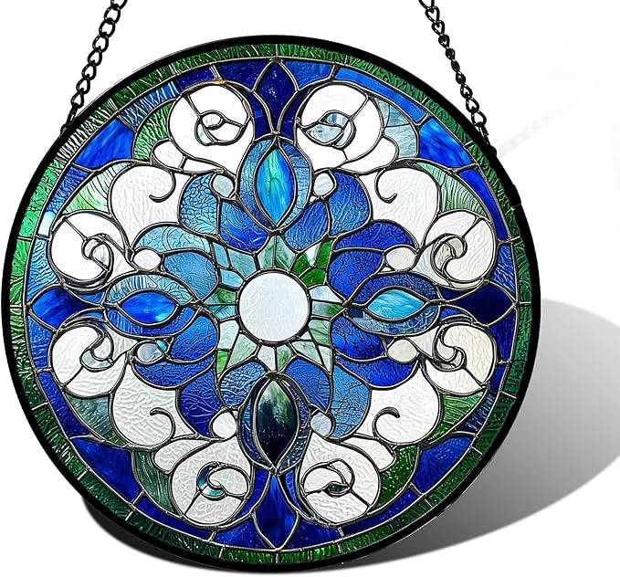Stylish Stained Glass Window Hanging Boho Style Sun Catchers Diamond Glass Panel Hangings Tiffany Suncatcher Decor for Birthday for Women Men Wife Aunt and Mom 6.3 inAbout This World-Class