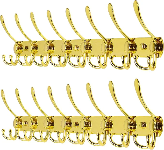 Prestigious Dseap Coat Rack Wall Mount - 29.5 Long 8-Tri-Hooks Heavy Duty Coat Hanger Rail Wall Hooks for Hanging Coats Hats Clothing Clothes Purse Mudroom Entryway Gold Pack of 2About ThisOverview Sophisticated
