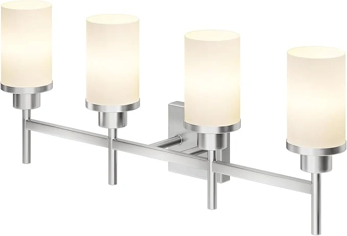 Responsible 4-Light Vanity Lighting Fixtures with White Frosted Glass Shade Brushed Nickel Bathroom Wall Lamps Over Mirror for Bath Restroom Kitchen T001BR-L4About ThisOverview Original