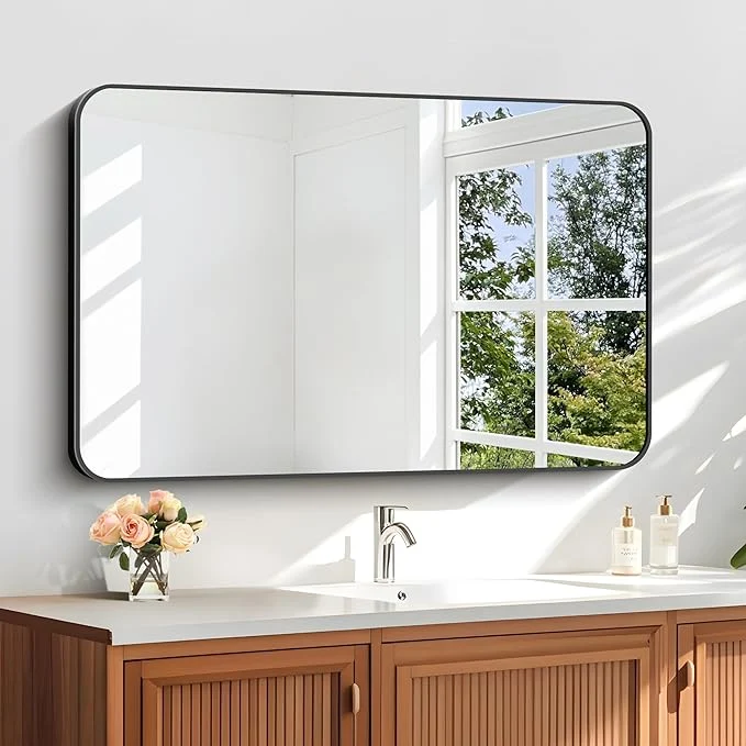 Flexible 24 x 40 Bathroom Mirror Matte Black Wall Mirror with Metal Frame Decorative Rectangular Vanity Mirror for Bedroom Bathroom Living Room Entryway Horizontal Vertical About ThisOverview Excellent