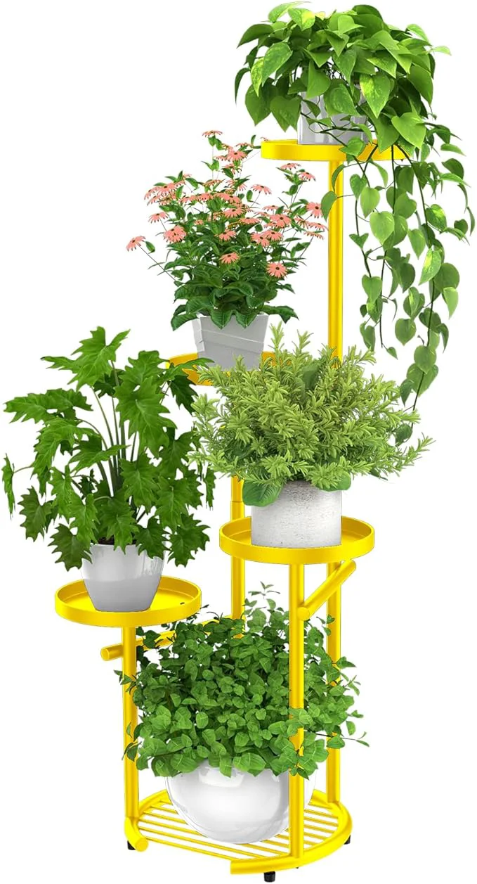 Easy-to-Use TOSKING 5 Tier Metal Plant Stand Indoor， Plant Shelf Corner Shelf Flower Pot Stand for Outdoor Plant Stand for Living Room Balcony Garden Patio Bedroom yellow 38in About ThisOverview Enhanced