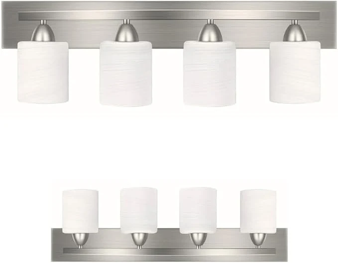Selected The Door Bull Modern 4-Light Bathroom Vanity Light – Brushed Nickel Fixture with Frosted Glass Shades E26 Socket – Wall Sconce for Mirror Bathroom Kitchen Hallway EntrywayAbout ThisOverview Classic