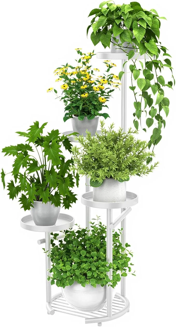 Minimalist TOSKING 5 Tier Metal Plant Stand Indoor Plant Shelf Corner Shelf Flower Pot Stand for Outdoor Plant Stand for Living Room Balcony Garden Patio Bedroom White 38in About ThisOverview Solid