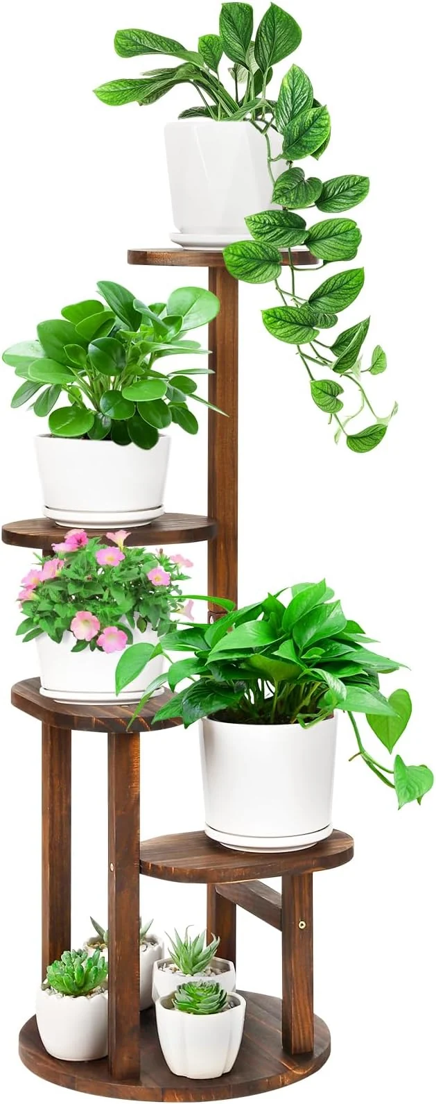 Specialty Wooden Plant stand Indoor 4 Tier Oval Plant Shelf Corner Plant Stands for Indoor Plants Tiered Plant Holder Flower Pot Stand for Balcony Bedroom Patio OfficeAbout ThisOverview Detailed