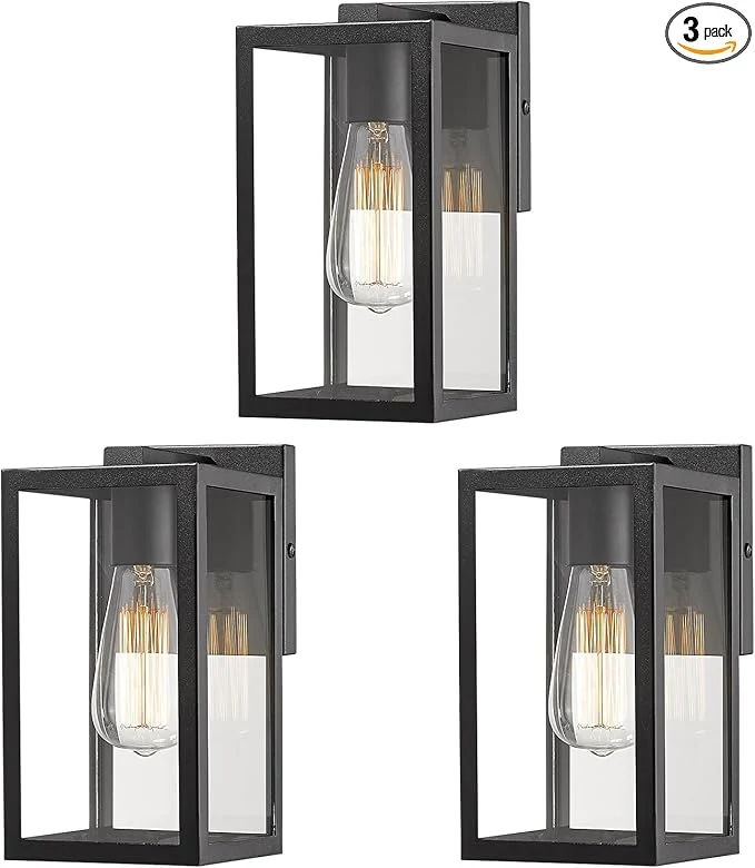 Safe shared Exterior Wall Light Outdoor Wall Mount Lighting 1-Light Outdoor Wall Sconce Wall Lantern Fixture Black 3 Pack About ThisOverview Exclusive