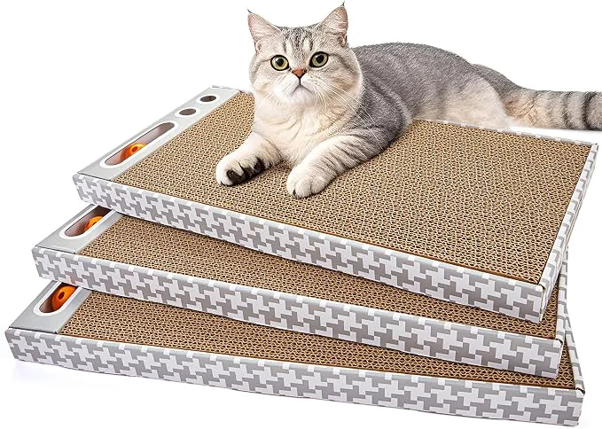Carefully Designed Cat Scratching Board 3 Pack – Reversible Cardboard Scratcher Smooth
