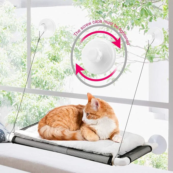 Superior Cat Window Perch Cat Hammock Window Seat w Fleece Blanket 2025 Latest Flexible