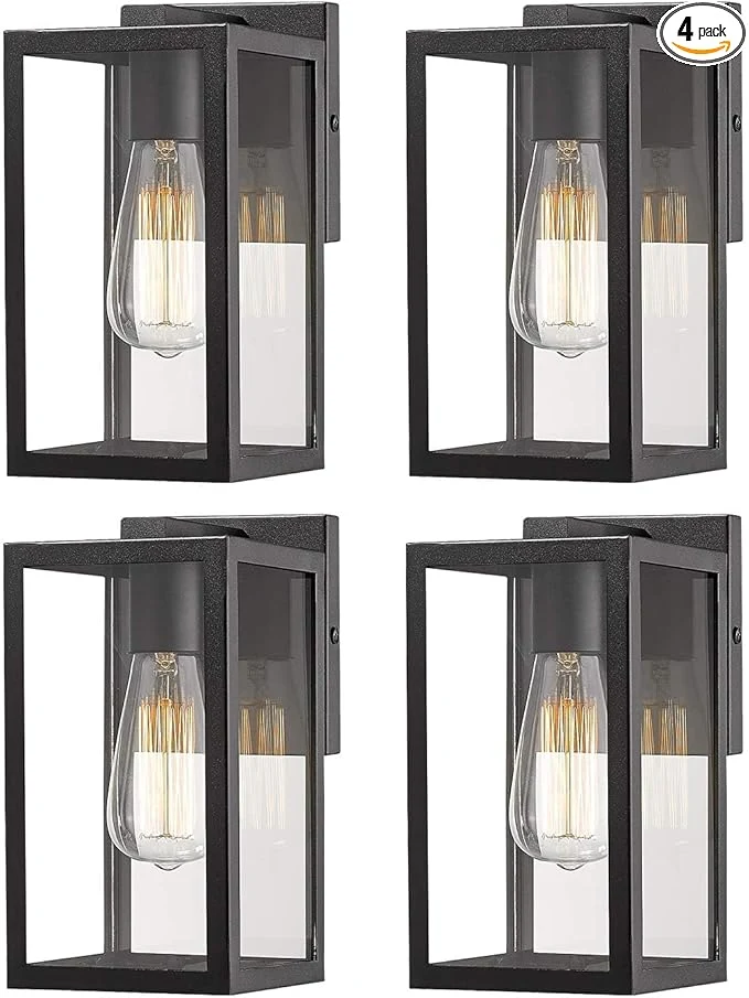 Environmentally Friendly shared Exterior Wall Light Outdoor Wall Lantern Exterior Mount Lighting Fixture Outside Lamp for Porch Entryway Garage Black 4 Pack About ThisOverview Recyclable