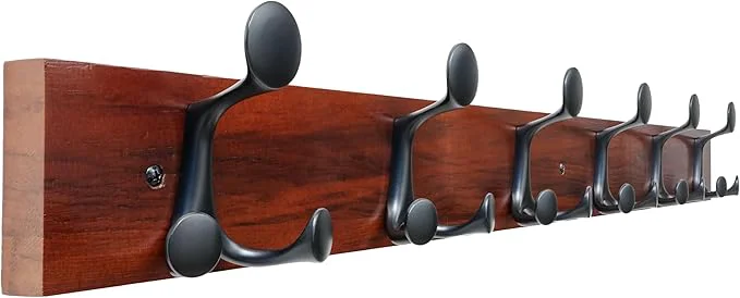 Efficient SKOLOO 36-Inch Cherry Wood Coat Rack Wall Mount with 6 Triple Hooks - I for Family Entrances Classrooms and Pet Supplies Storage - Coat Hooks for WallAbout ThisOverview Advanced