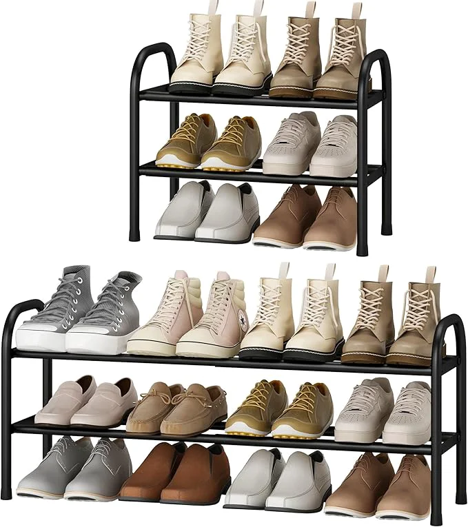 Modern STO STO Expandable Shoe Rack 2-Tier Metal Small Shoe Rack for Closet Up to 12 Pairs Adjustable Shoe Rack Storage for Front Door Entrance Standing Shoe Rack Organizer for Entryway BlackAbout ThisOverview Pure
