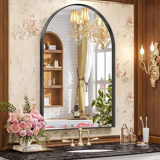 Fine Brightify Arched Mirror 26 x 38 Inch Black Arch Wall Mirror Metal Frame Black Bathroom Mirror Arched Top Bathroom Vanity Mirror for Living Room Bedroom Mantel EntrywayAbout ThisOverview Unique