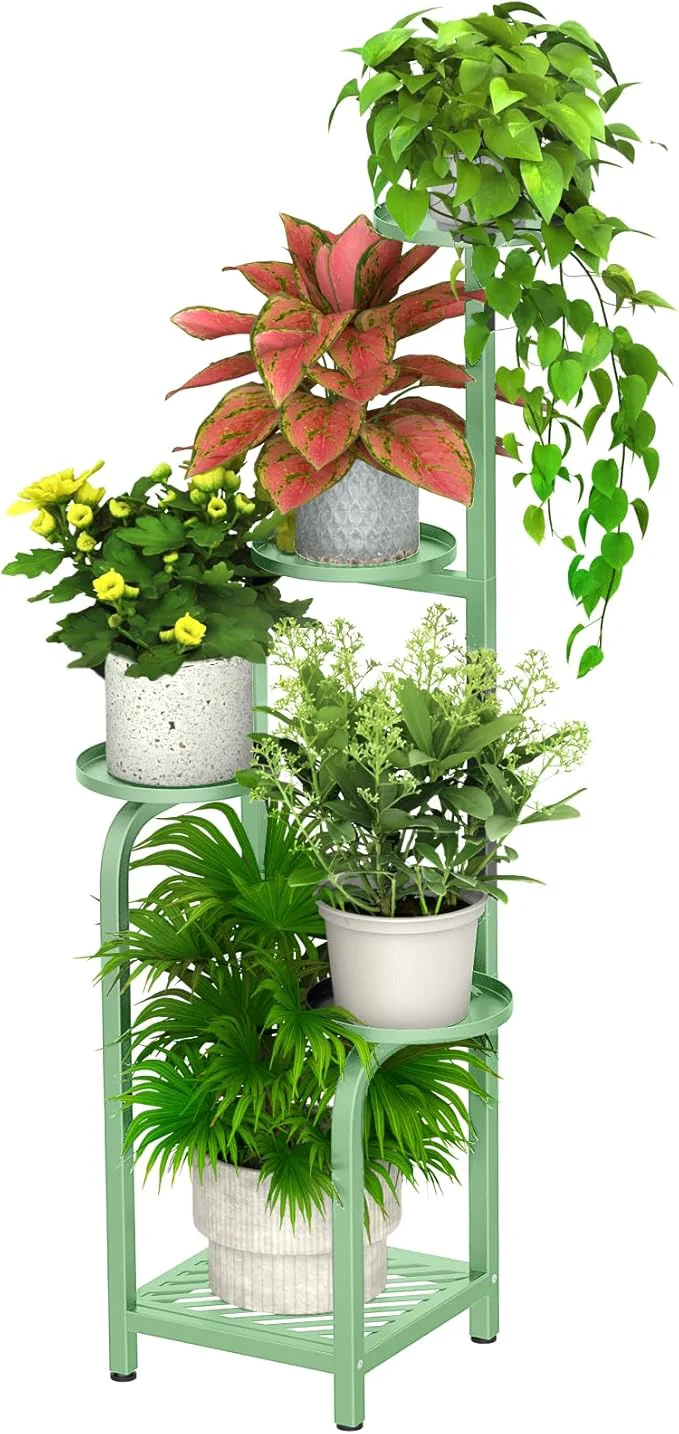 Classic TOSKING 5 Tier Tall Plant Stand Indoor Outdoor Heavy Duty Corner Shelf for Plants Decor Space Saving 3.9FT Metal Flower Pot Stand for Balcony Garden Living Room Patio Sage Green 5Tier SQ Base About ThisOverview Trendy