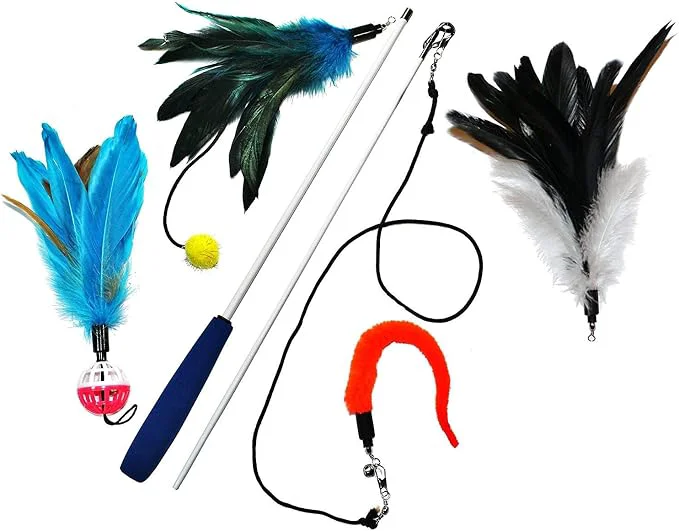 World-Class Pet Fit For Life 4 Piece Dual Rod Feather Teaser and Exerciser for Kitten and Trusted