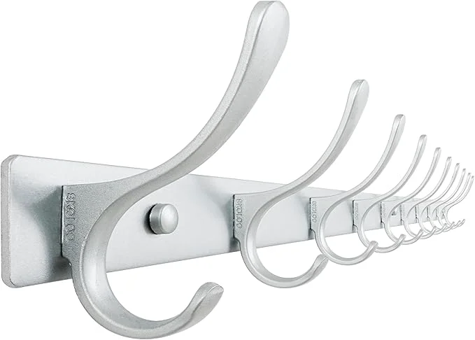 Premium Material SKOLOO Coat Rack Wall Mounted - 10 Hooks Heavy Duty Stainless Steel Metal Wall Hanger Sturdy Coat Hooks for Hanging Coats Jacket Clothes Hat Cold Light SilverAbout ThisOverview Lightweight