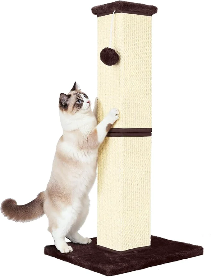 Unique Cat Scratching Post 32 Inch for Indoor Large Cats and Kitten Nature Sisal Tall Efficient