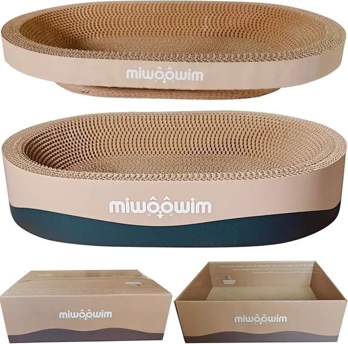 Enhanced 3PSC Cat Scratcher Cardboard Oval Cat Scratch Pad Bowl Nest Lightweight