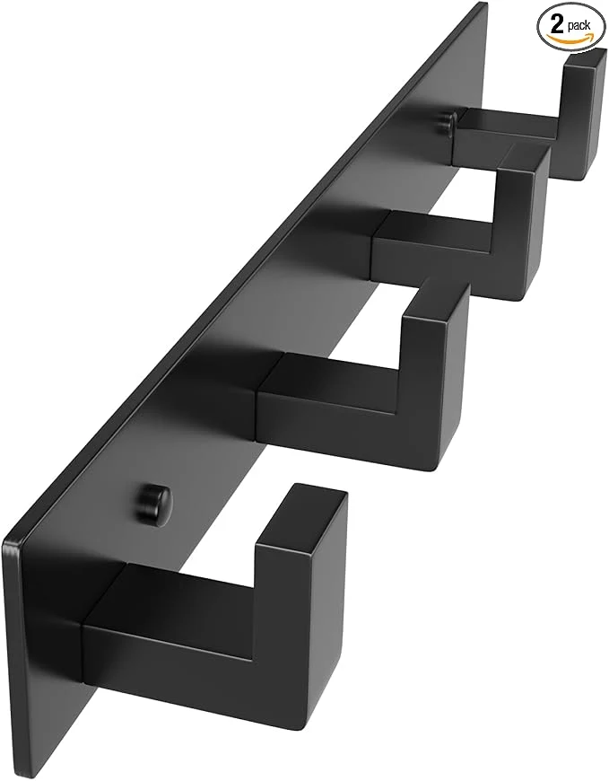 Crafted PMMASTO Coat Rack Wall Mount Coat Hooks Wall Hooks for Hanging Stainless Steel Coat Hanger Towel Hooks for Bathrooms Coat Rack Hat Rack Black 4 Hooks 1 Pack About ThisOverview Genuine