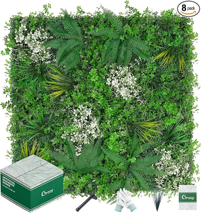 Fast 20 X20 Artificial Grass Wall 8PCS Boxwood Panels UV-Protected Faux Grass Backdrop Wall Greenery Privacy Hedge Screen for Outdoor Garden Patio Indoor Party Balcony Fence DecorAbout ThisOverview Healthy