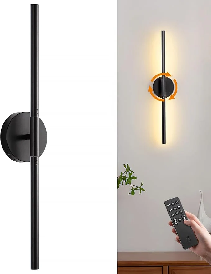 Authentic Battery Operated Wall Sconce Rechargeable Wireless Wall Sconces with Remote 30 Inch Modern Dimmable Sconce Wall Light 350° Rotate Wall Lamp for Hallway Background Wall Bedroom Living RoomAbout ThisOverview Refined