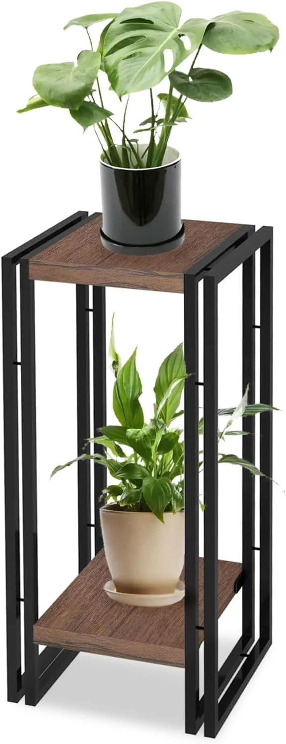 Crafted 27.5 inch Tall Plant Stand Table 2 Tier Plant Shelves Indoor Flower Pots Stand Holder Modern Corner Plant Stand Rack Shelves Square Plant Tables for Office Living Room Balcony BrownAbout ThisOverview Top-Quality