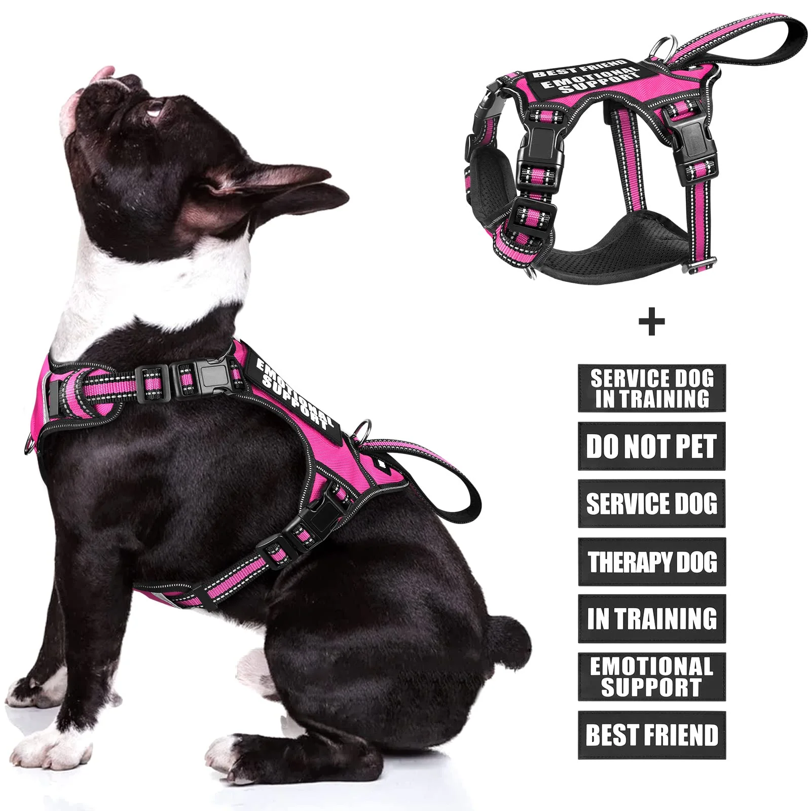 Proven WINSEE Service Dog Vest No-Pull Harness with Patches Reflective Nylon Adjustable Fit Outstanding