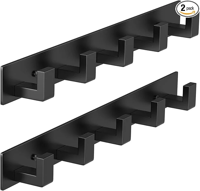 Fast PMMASTO Coat Rack Wall Mount Coat Hooks Wall Hooks for Hanging Stainless Steel Coat Hanger Towel Hooks for Bathrooms Hat Rack Black 5 Hooks 2 Pack About ThisOverview Premium Material