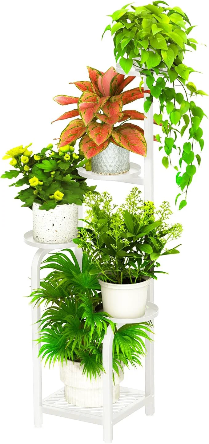 Fine TOSKING 5 Tier Tall Plant Stand Indoor Outdoor Heavy Duty Corner Shelf for Plants Decor Space Saving 3.9FT Metal Flower Pot Stand for Balcony Garden Living Room Patio White 47in About ThisOverview High-End