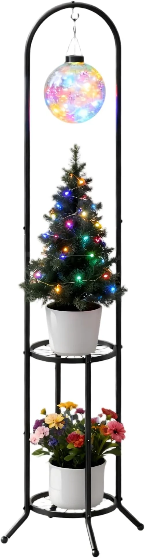 Enhanced 2-tier Hanging Plant Stand Plant Hanger Indoor Outdoor Corner Plant Stands for Indoor Plants Space-Saving Iron Planter Shelves Multiple Flower Pot Display Holder Shelf with Hanging Hook Indoor Outdoor Heavy Duty Planter Shelving Unit n-style Black About ThisOverview Contemporary