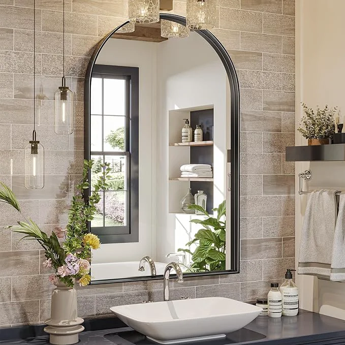 Innovative Brightify Arched Mirror Arched Wall Mirror 24 x 40 Inch Black Arch Mirror Metal Frame Black Bathroom Mirror Arched Top Bathroom Vanity Mirror for Living Room Bedroom Mantel Entryway HallwaysAbout ThisOverview Refined
