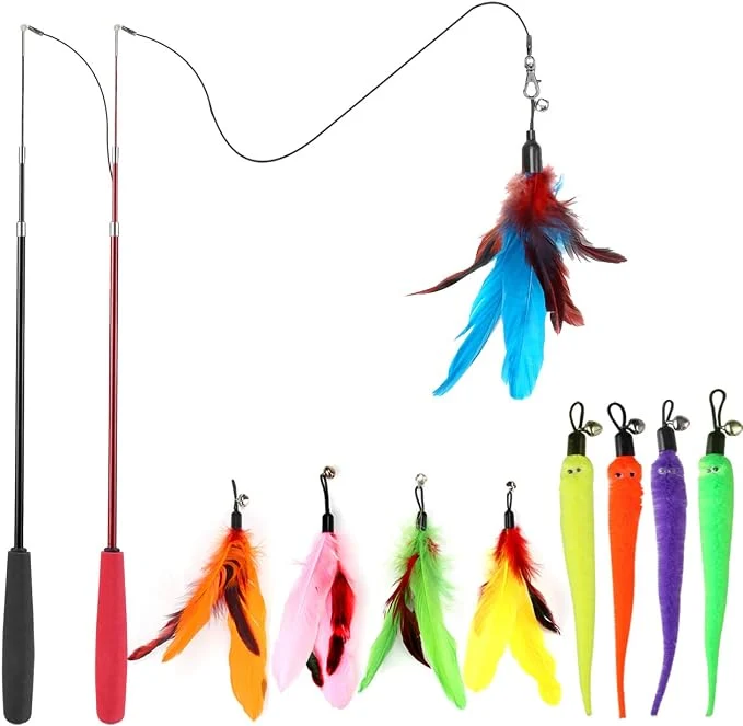 Sophisticated Cat Toys for Indoor Cats Interactive Cat Toy 2PCS Retractable Wand Toy and Practical