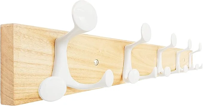 Advanced SKOLOO 24-Inch Natural Wood Coat Rack Wall Mount with 5 Triple Hooks - I for Family Entrances Classrooms and Pet Supplies Storage - Coat Hooks for WallAbout ThisOverview Practical