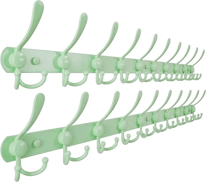 User-Friendly Dseap Coat Rack Wall Mount - 38 Long 10-Tri-Hooks Heavy Duty Coat Hanger Rail Wall Hooks for Hanging Coats Hats Clothing Clothes Purse Mudroom Entryway Green Pack of 2About ThisOverview Pure