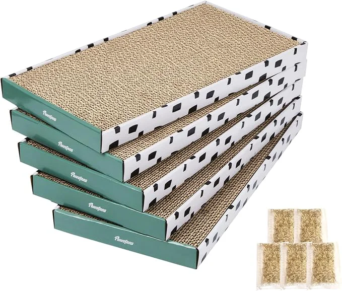 Versatile PAWSFANS Cat Scratcher Cardboard Scratch Pad Green
