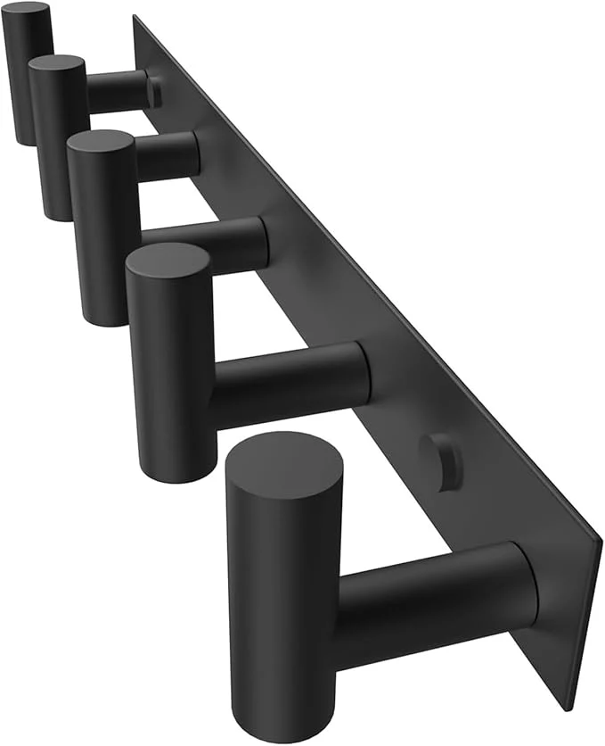 Outstanding PMMASTO Coat Rack Wall Mounted 5 T Shaped Wall Hooks for Hanging Heavy Duty Stainless Steel Coat Hook Rail for Hat Towel Robes in Bathroom Kitchen Mudroom Entryway Black 1 Pack About ThisOverview Prestigious