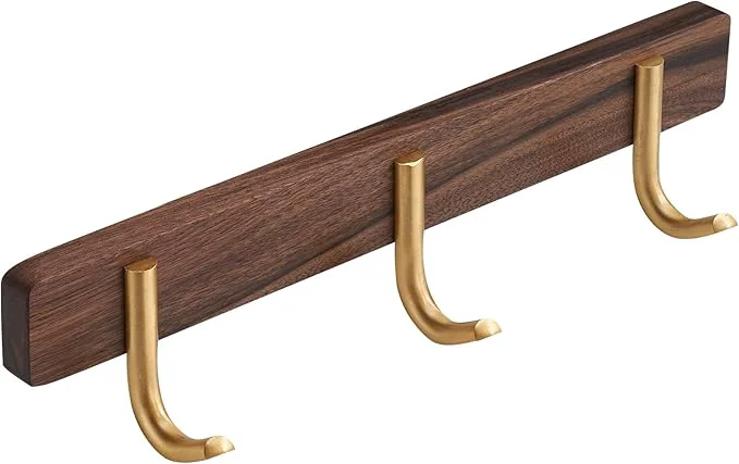 Traditional SARIHOSY Wall Mounted Coat Rack Multi Hook Hangers Entryway Hanging Coat Rack Metal Wood Coat Rail with 3 Hooks，Walnut Wood zinc Alloy Bedroom Bathroom Foyer Living Room Metal Household ItemsAbout ThisOverview Secure