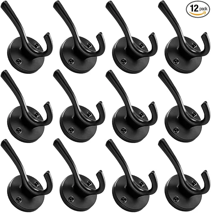High-Performance ZUONAI Black Coat Hook Heavy Duty 12 Pack Matte Black Hooks for Hanging Coats and Hat Hook Door Towel Hooks for Bathrooms Wall Mounted Double Metal Robe Hook Kitchen Hanger Sturdy Coat Locker SingleAbout ThisOverview Organic